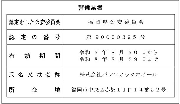 主たる営業所の標識